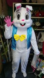 White bunny with light blue vest